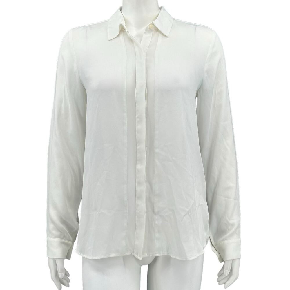 Robert Rodriguez Top Womens‎ XS White Cream Lyndsey Clean Girl Sheer Minimalist